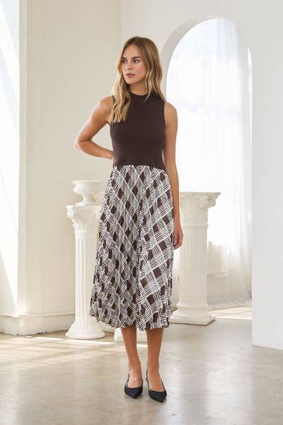 Marjorie Plaid Pleated Skirt Dress