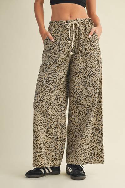 Leopard Drawstring Denim