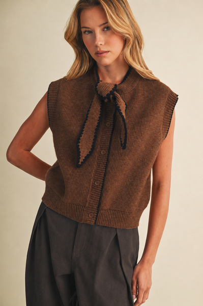 Phillipa Tie Neck Sweater Vest