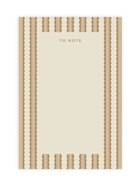 Tan Scallop Stripe Notepad