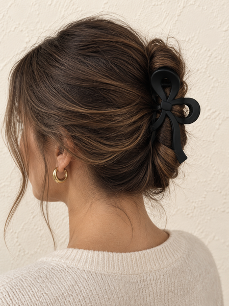 Lrg Black Bow Hair Clip