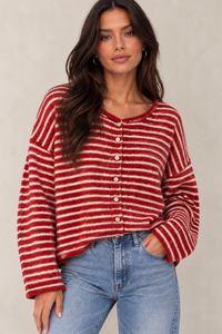 Mayley Striped Roll Hem Sweater