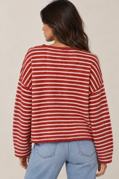 Mayley Striped Roll Hem Sweater