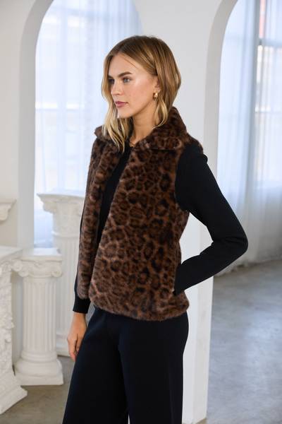 Genevieve Leopard Faux Fur Vest