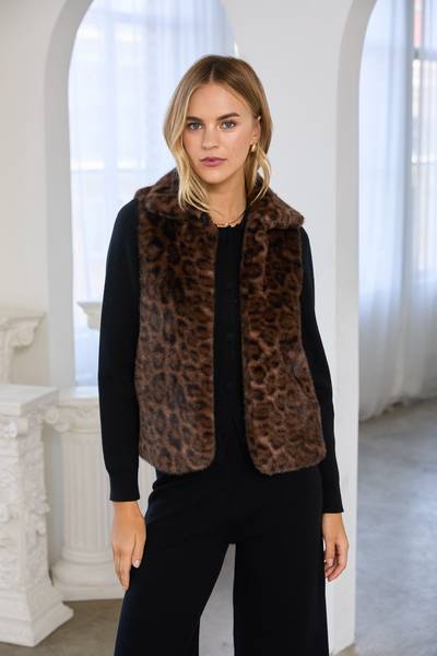 Genevieve Leopard Faux Fur Vest
