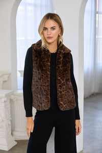Genevieve Leopard Faux Fur Vest
