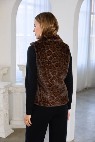Genevieve Leopard Faux Fur Vest