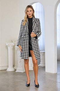 Houndstooth Knit Coat