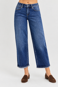 High-Rise Crop Boyfriend Cuff Denim