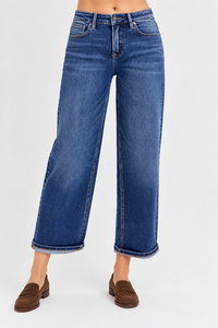 High-Rise Crop Boyfriend Cuff Denim
