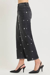 Star Embroidery Barrel Denim