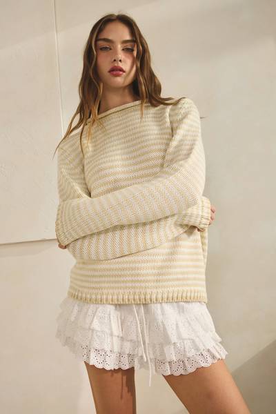 Folk Rollneck Stripe Sweater