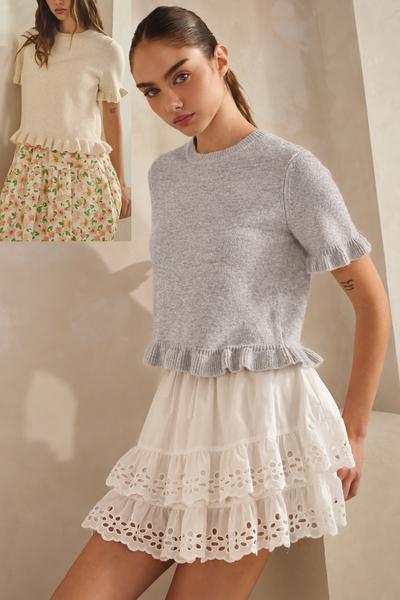 Ruffle Wave Hem Sweater