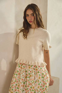 Ruffle Wave Hem Sweater