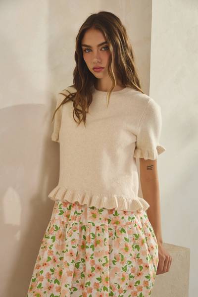 Ruffle Wave Hem Sweater