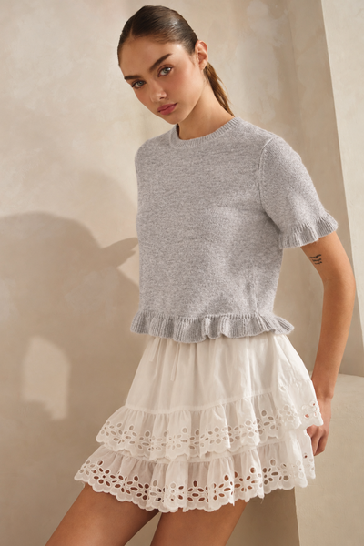 Ruffle Wave Hem Sweater