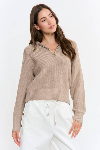 Half-Zip Ribbed Sweater