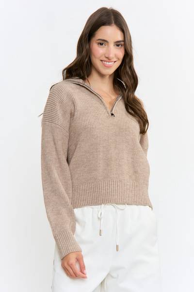 Half-Zip Ribbed Sweater