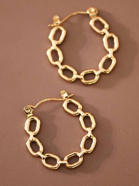 Closed Hoop Chain Earrings