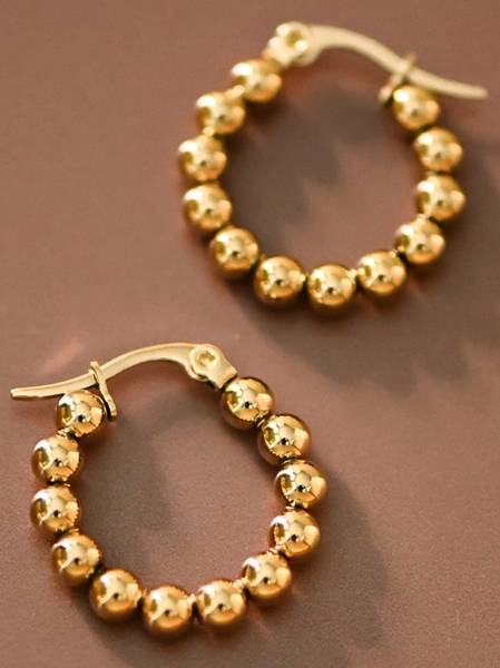 Gold Bead Hoop Earrings