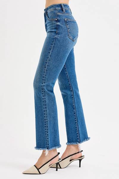 High-Rise Frayed Hem Denim