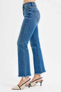 High-Rise Frayed Hem Denim