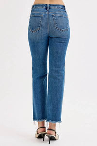High-Rise Frayed Hem Denim