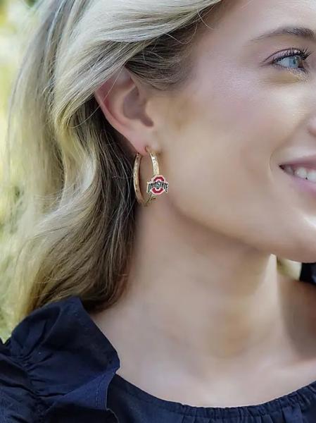 Ohio State Enamel Hoop Earrings