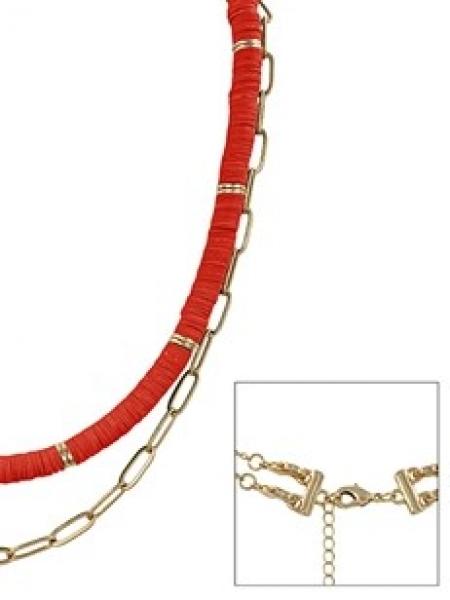 Red + Gold Layer Necklace