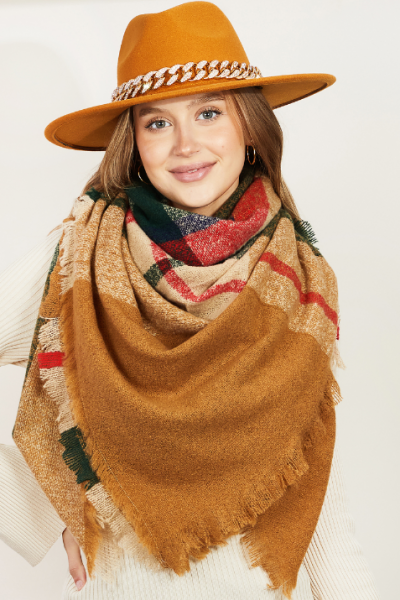 Camel Plaid Scarf