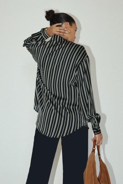 Satin Striped Button-Up