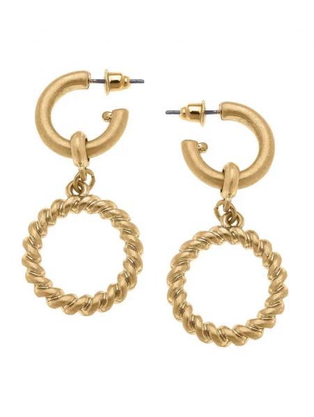 Twisted Metal Drop Hoop Earrings