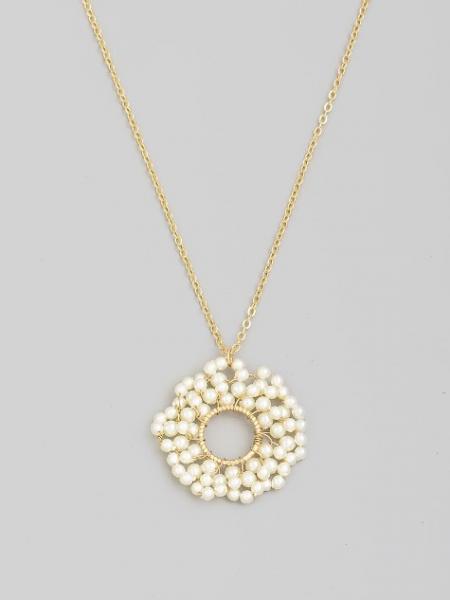 Pearl Cluster Hoop Necklace