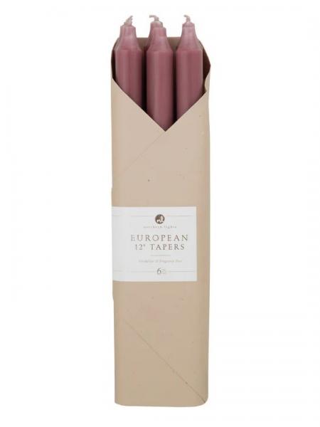 Set of 6 12" Taper Candles - Rosewood