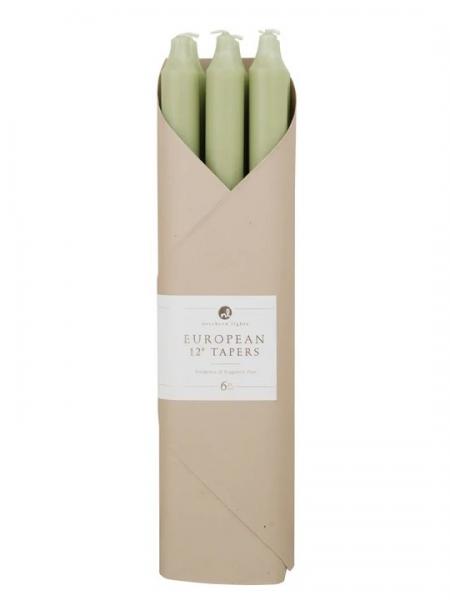 Set of 6 12" Taper Candles - Sage Green