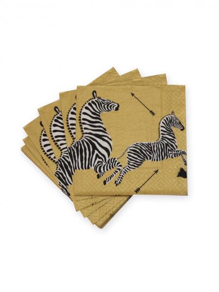 Zebras Gold Cocktail Napkins