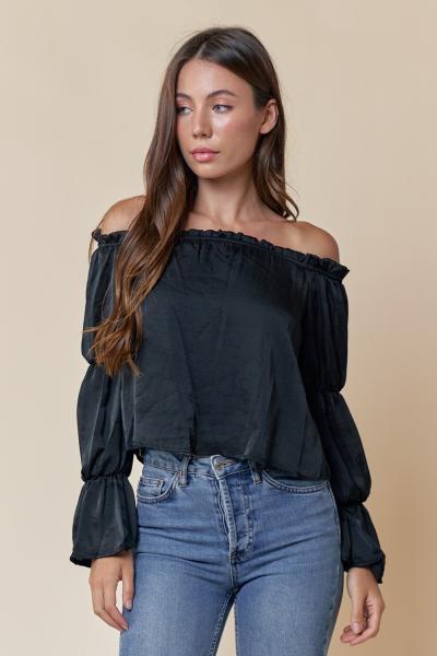 Satin Bell Sleeve Top