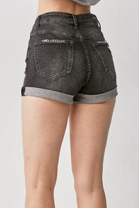 High Rise Button Fly Denim Shorts