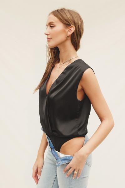 Satin Wrap Top Bodysuit