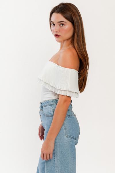 Pleated Ribbed Bodysuit