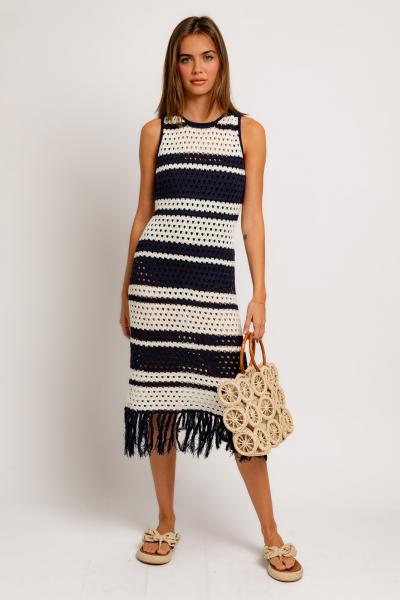 Striped Crochet Cover-Up Dress