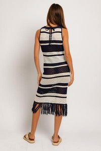 Striped Crochet Cover-Up Dress