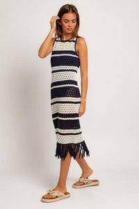 Striped Crochet Cover-Up Dress
