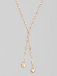 Double Heart Lariat Necklace