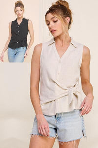 Cotton/Linen Side Tie Top