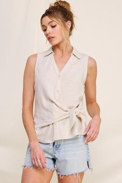 Cotton/Linen Side Tie Top