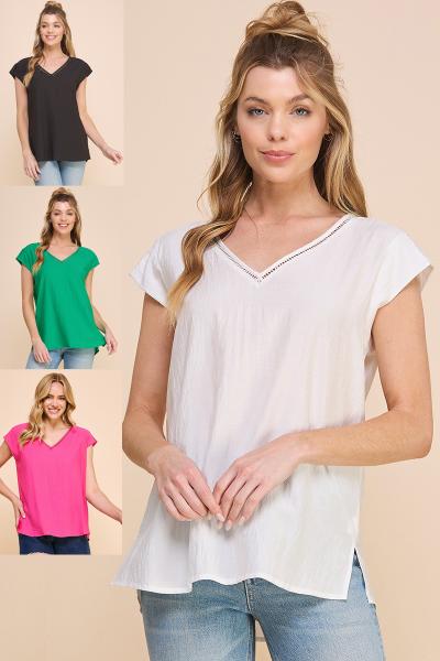 Flynn Textured V-Neck Top