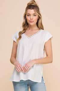 Flynn Textured V-Neck Top