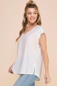 Flynn Textured V-Neck Top