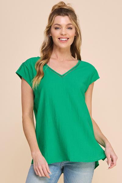 Flynn Textured V-Neck Top